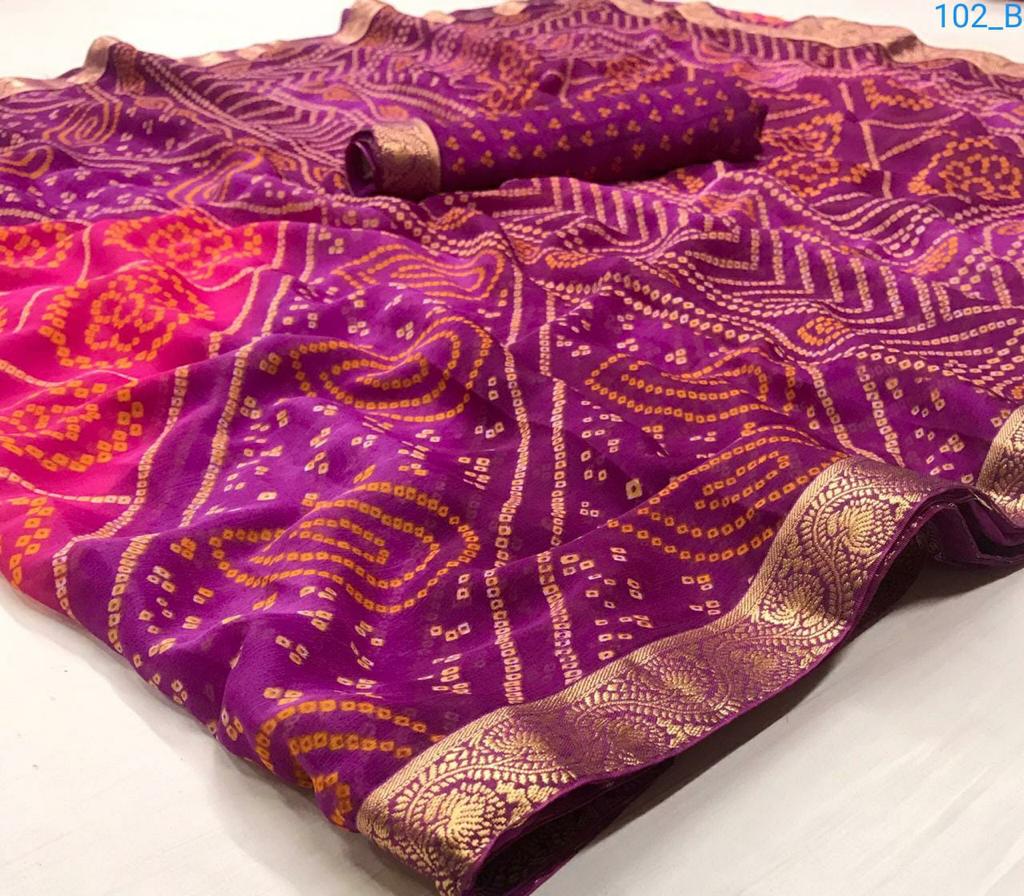 Rajyog Bandhej Latest New Chiffon Regular Wear Sarees Collection